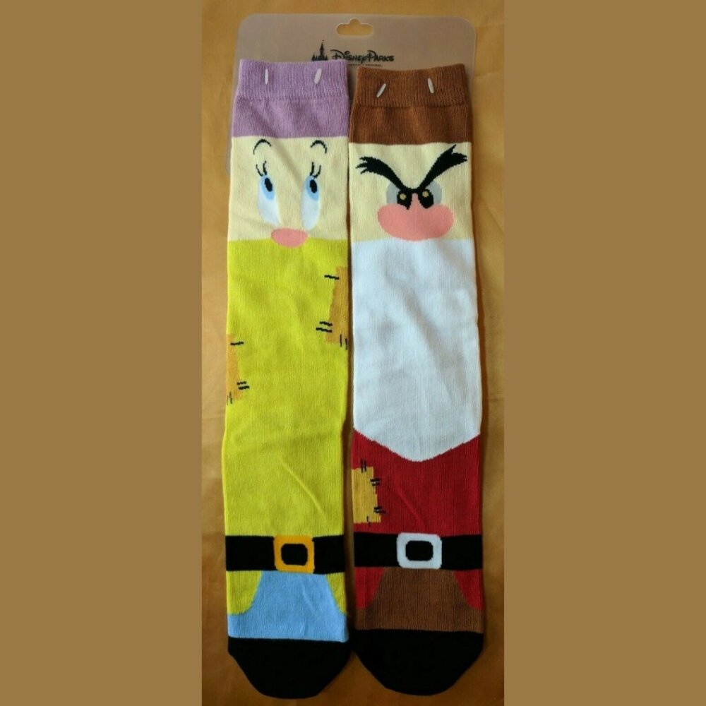 Disney Parks exclusive Grumpy & Dopey Snow White Adult Socks NEW WDW Disneyland